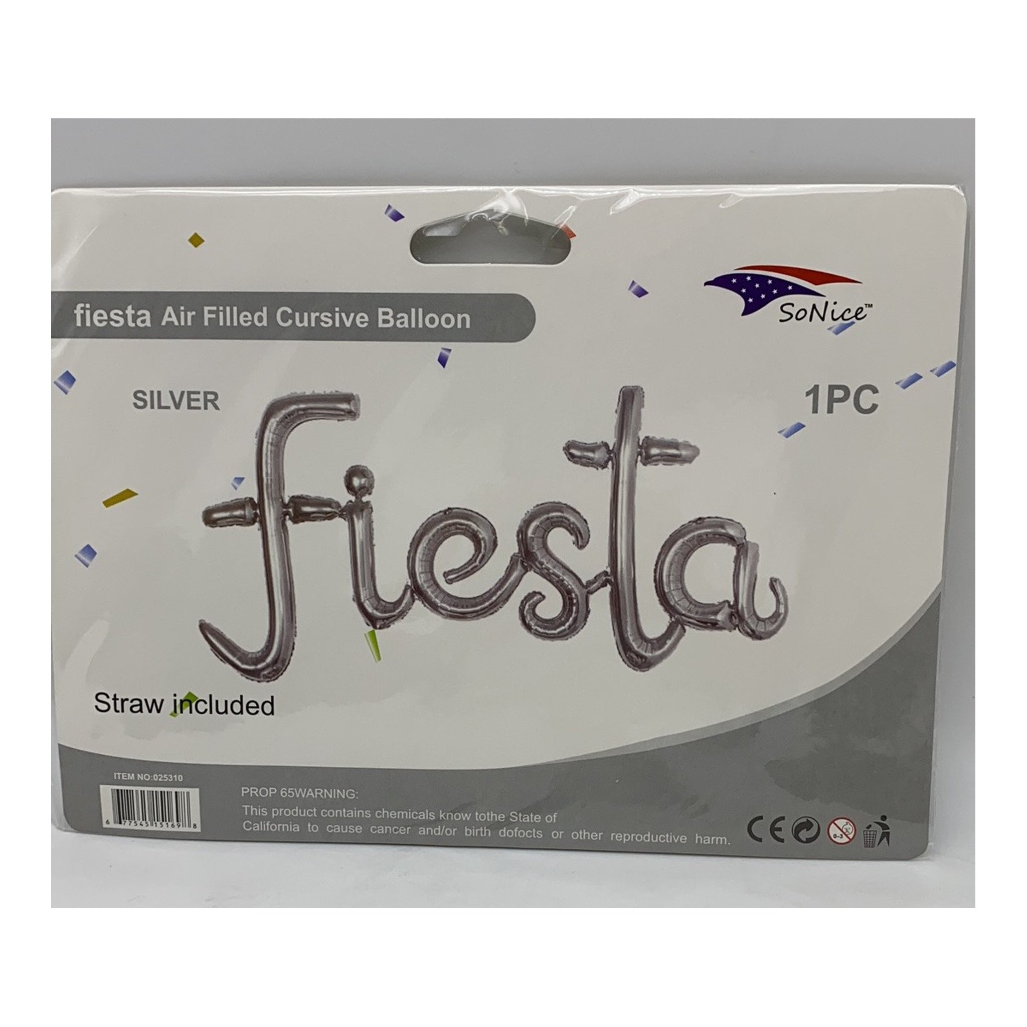 Cursive Balloon Fiesta Silver